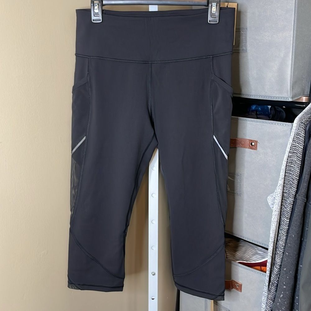 Lululemon Fast As Light Crop 19" w Pockets Sz 10 Black Full On Luxtreme 1027